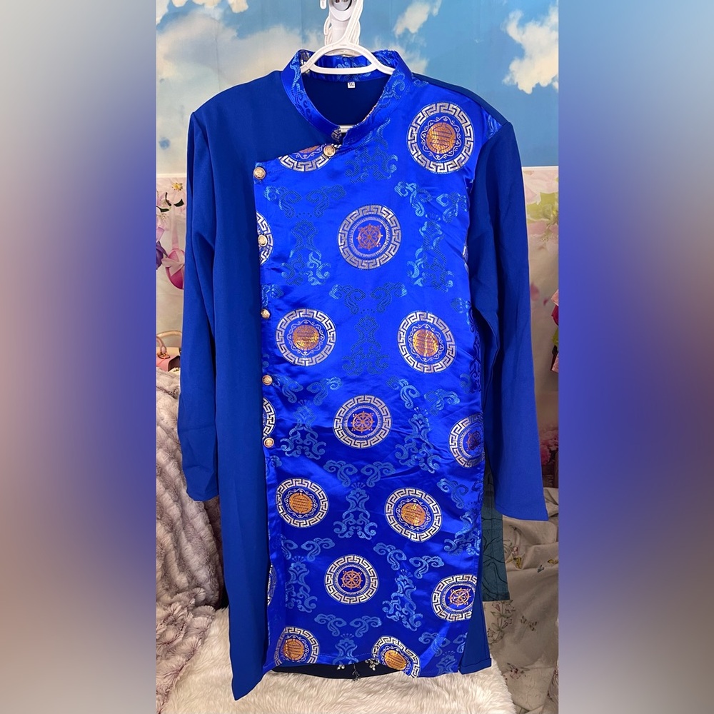 ao dai nam cach Tan, Vietnamese Men’s modern long top blue xl xxl 3xl 4xl 6xl